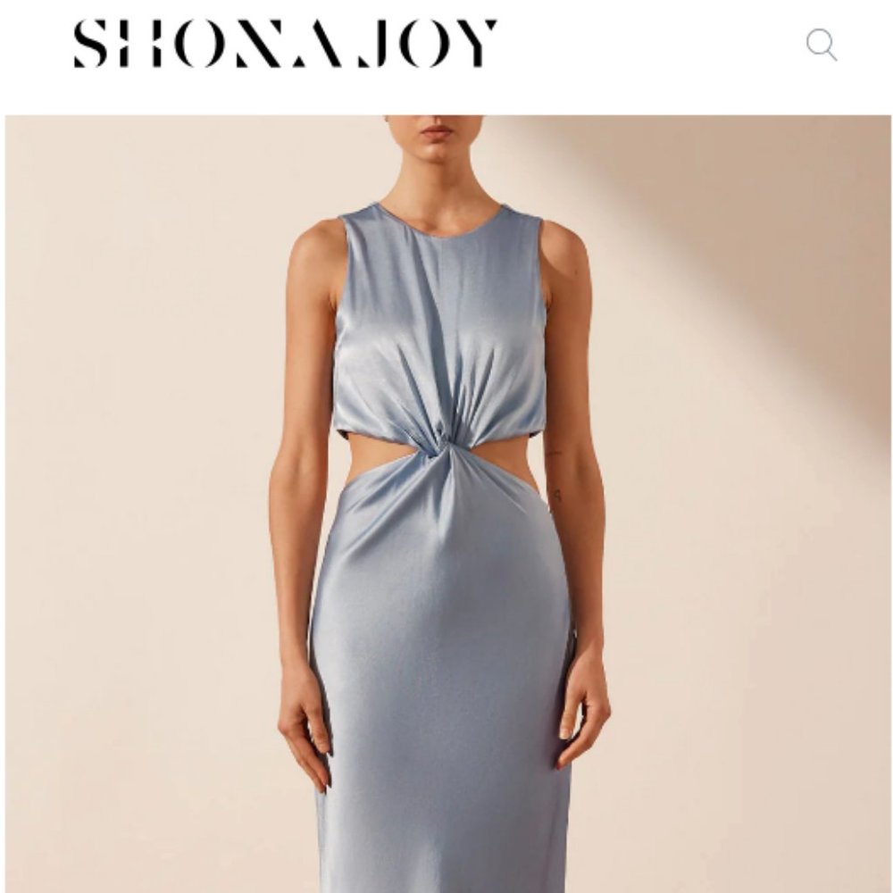 Shona Joy Twist Front Midi Dress - Powder Blue (NWT - Size 8)